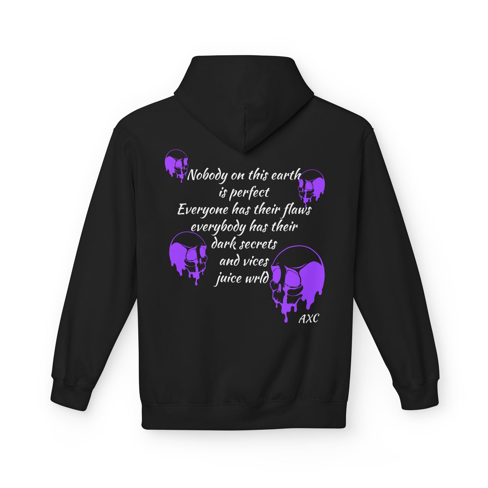 Purple Skull Quote Hoodie | Dark Gothic Skull Design, Back Print