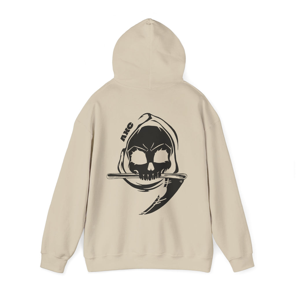 Reaper Skull Hooded Sweatshirt, Dark Gothic Unisex Pullover, Halloween Skeleton Clothing, Oversized Jumper, Scary Sweatshirt, Punk Rock