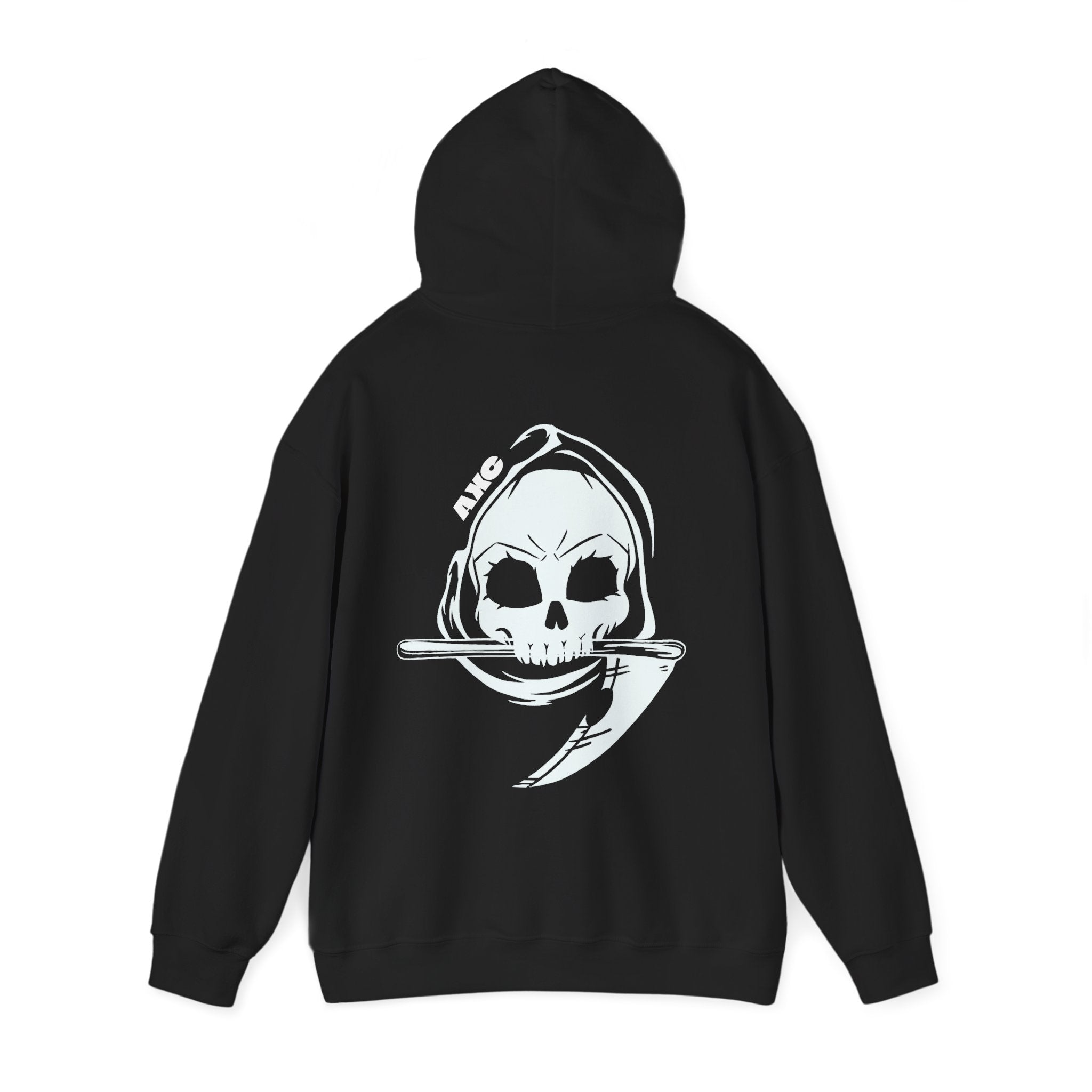 Reaper Skull Hooded Sweatshirt, Dark Gothic Unisex Pullover, Halloween Skeleton Clothing, Oversized Jumper, Scary Sweatshirt, Punk Rock